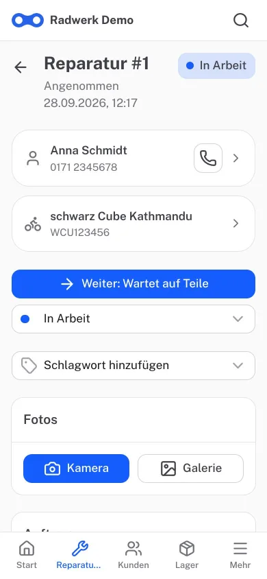 Ein Reparaturauftrag in Fixoo auf dem Smartphone